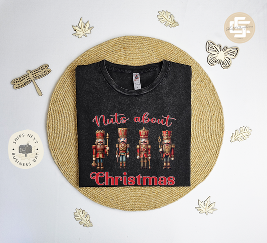 Nuts about Christmas Vintage T-Shirt, Christmas nutcracker shirt, Xmas party shirt, xmas gift T-shirt.