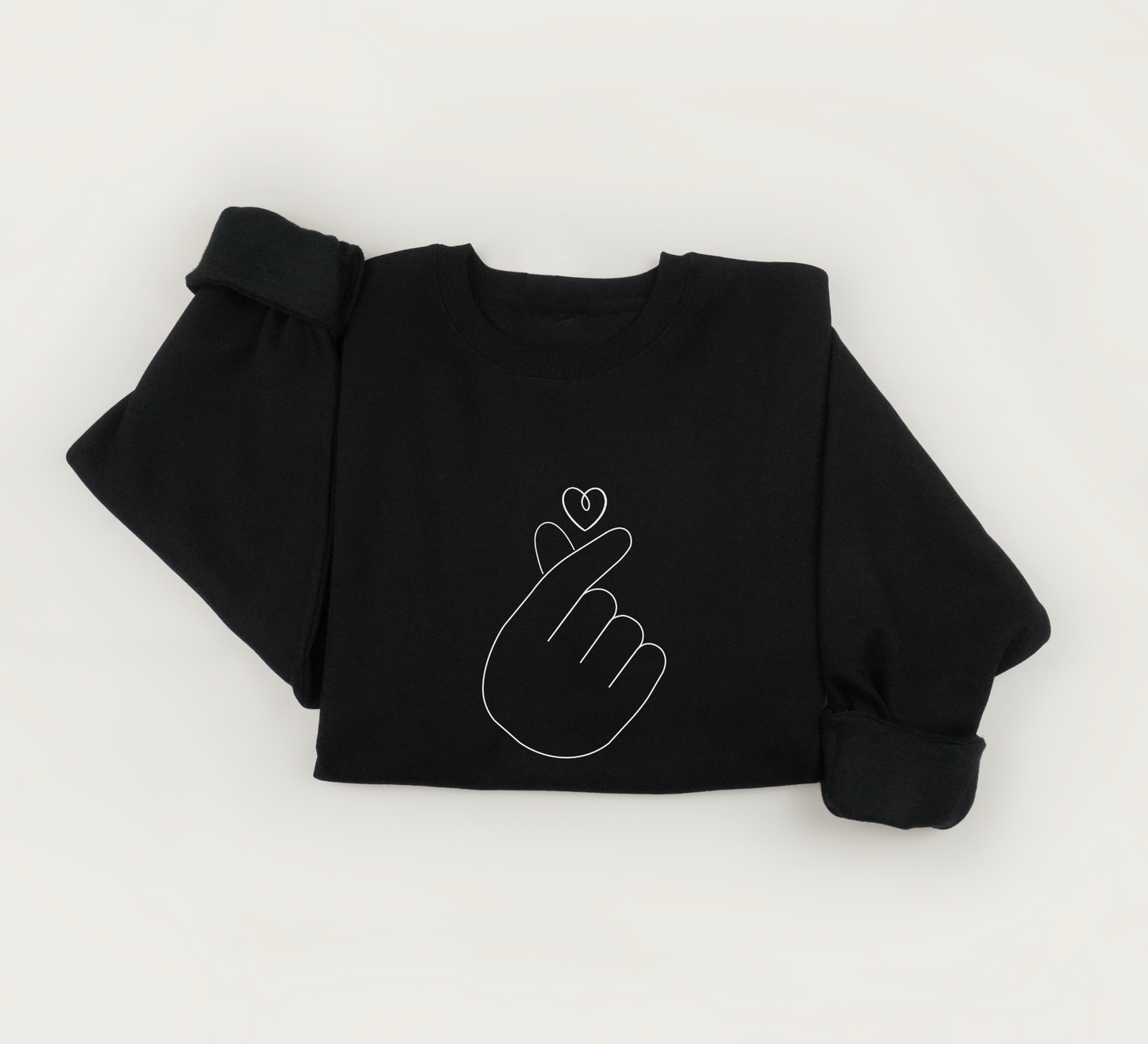 Korean finger heart sweatshirt Cute heart sweater K pop K drama crew shirtcreationzstore