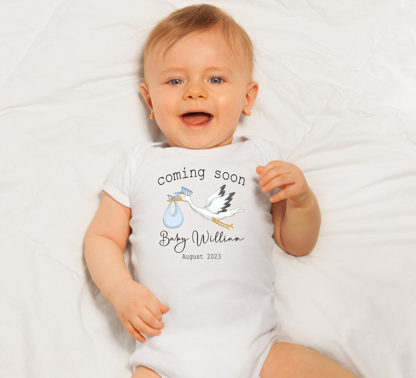 Pregnancy Announcement gift, Baby Announcement Onesie®, Personalized Last Name body suit. newborn baby shower gift.