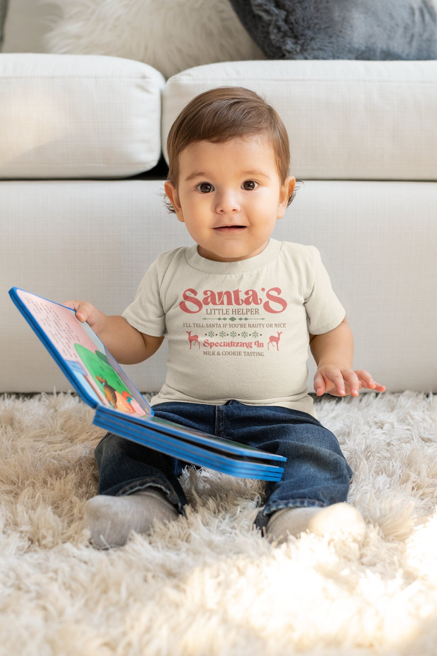 Santa's little helper Toddler TShirt, Christmas kids shirt, north pole natural toddler Tee.