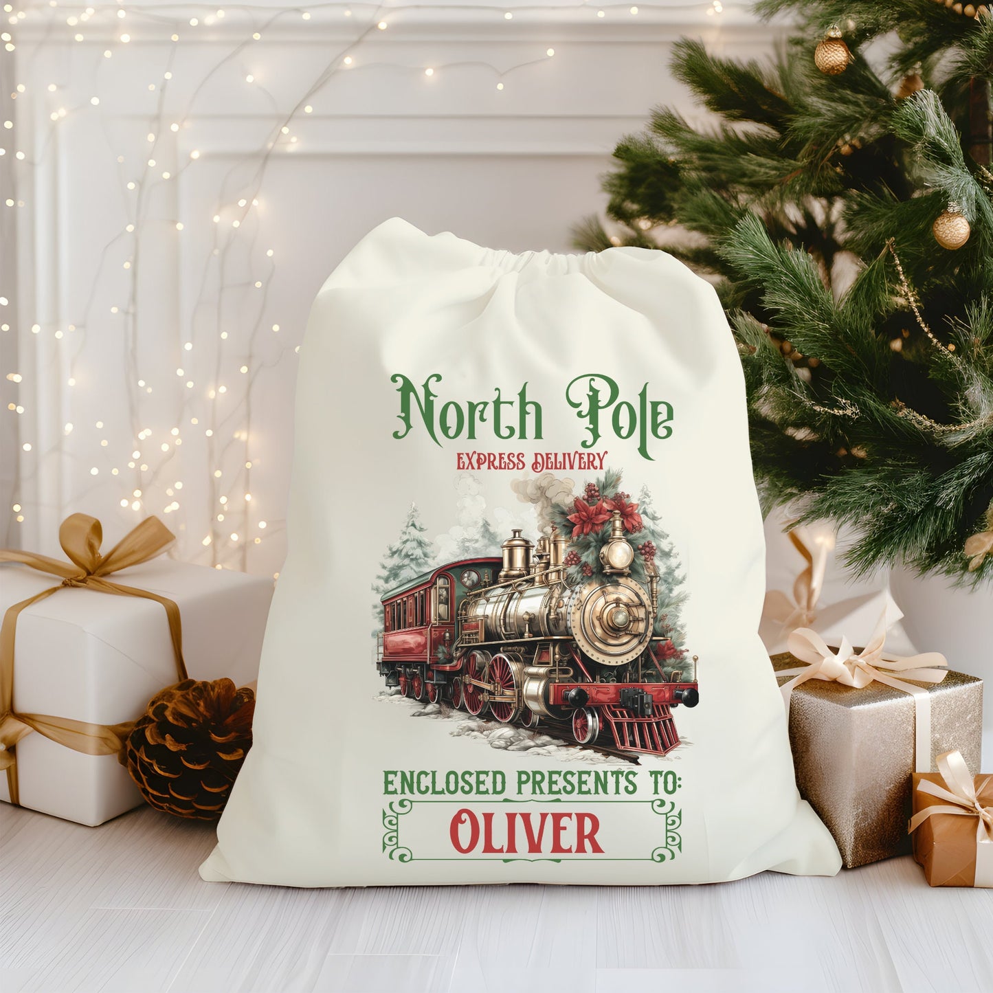 Personalized name Santa Sack, Christmas Bags with Name, Custom Christmas Santa Sack, North pole express delivery Sack,Christmas Gift For Kid