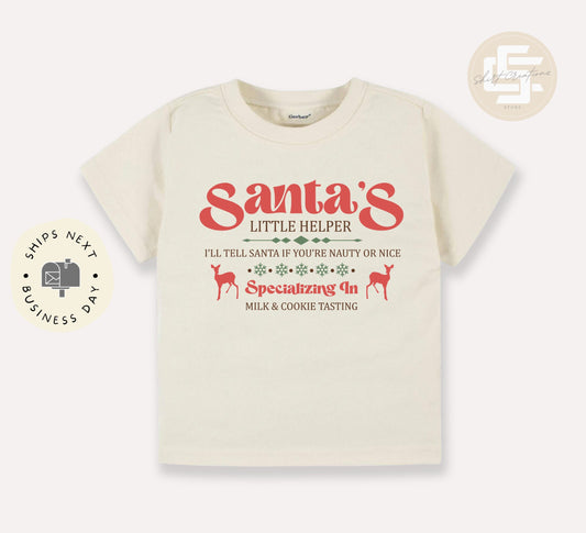 Santa's little helper Toddler TShirt, Christmas kids shirt, north pole natural toddler Tee.