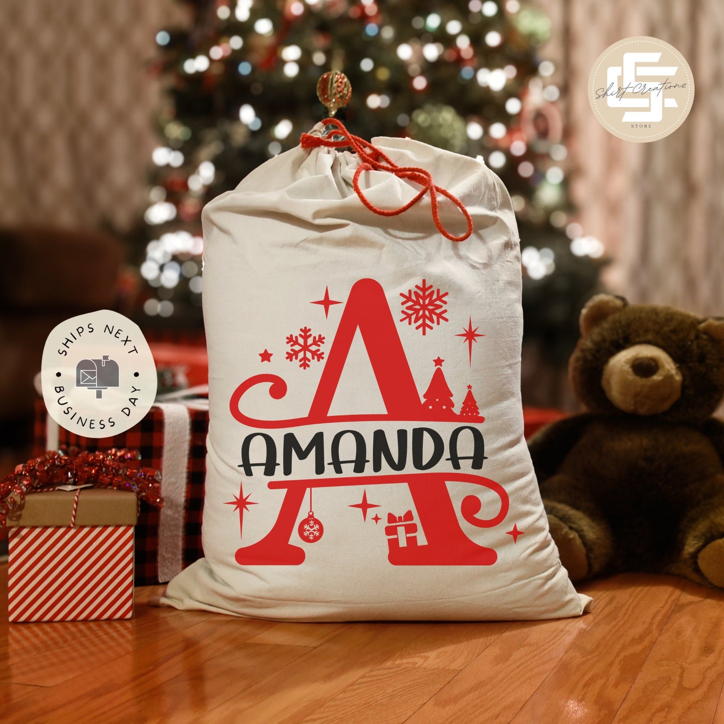 Personalized name Santa Sack, Christmas Bags with Name, Custom name Monogram Sack, Christmas Gift For Kid