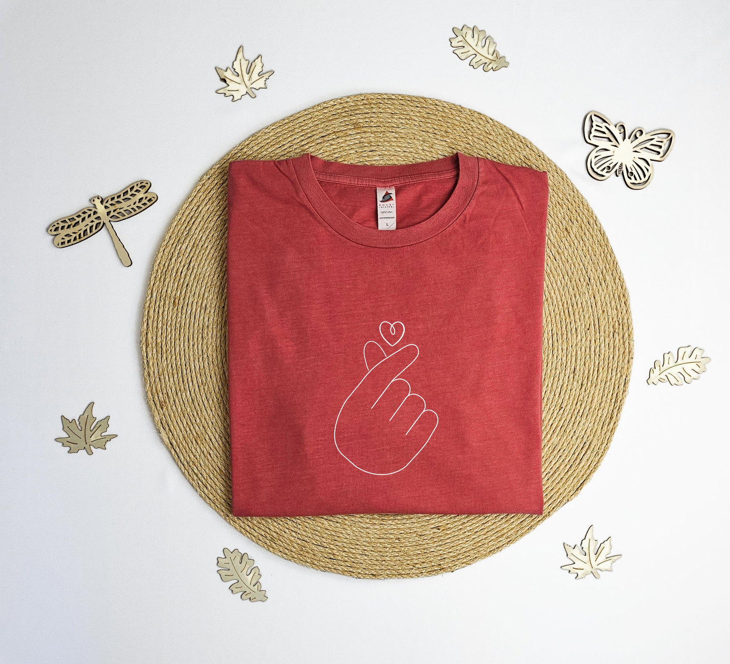 Korean finger heart T-shirt, Cute heart shirt, k-drama k-pop tee shirt, K-drama lover gift.