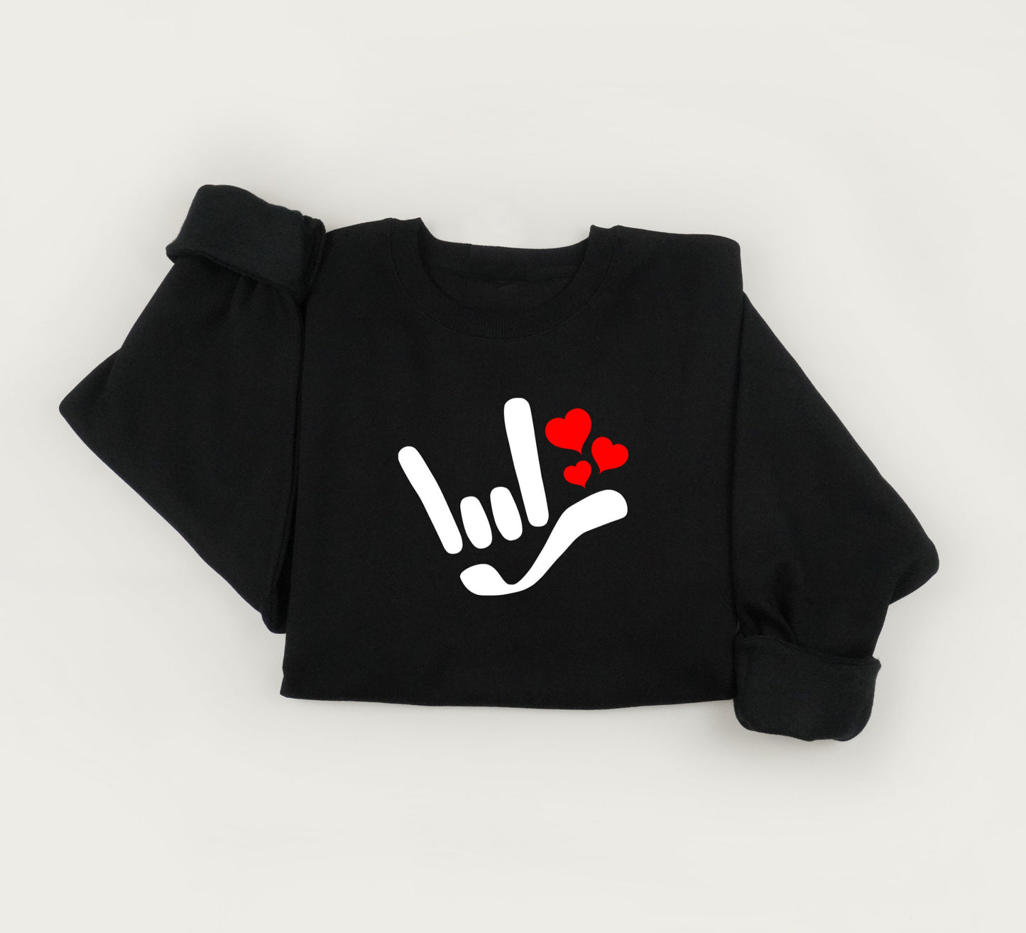 Sign language sweatshirt, Cute love sweater, asl crewneck sweatshirt, valentines gift sweater.