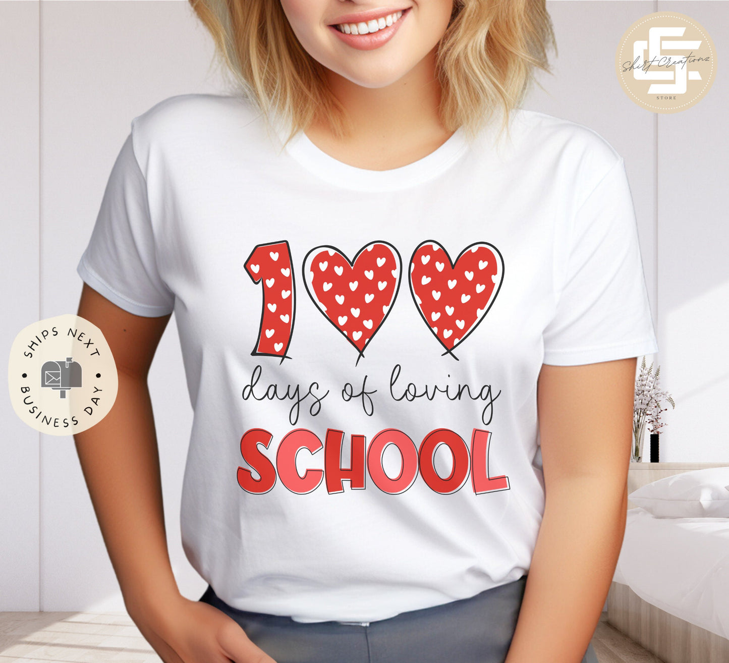 100 days of loving school T-Shirt, Teacher Heart shirt, galentines shirt, Valentine gift T-shirt.