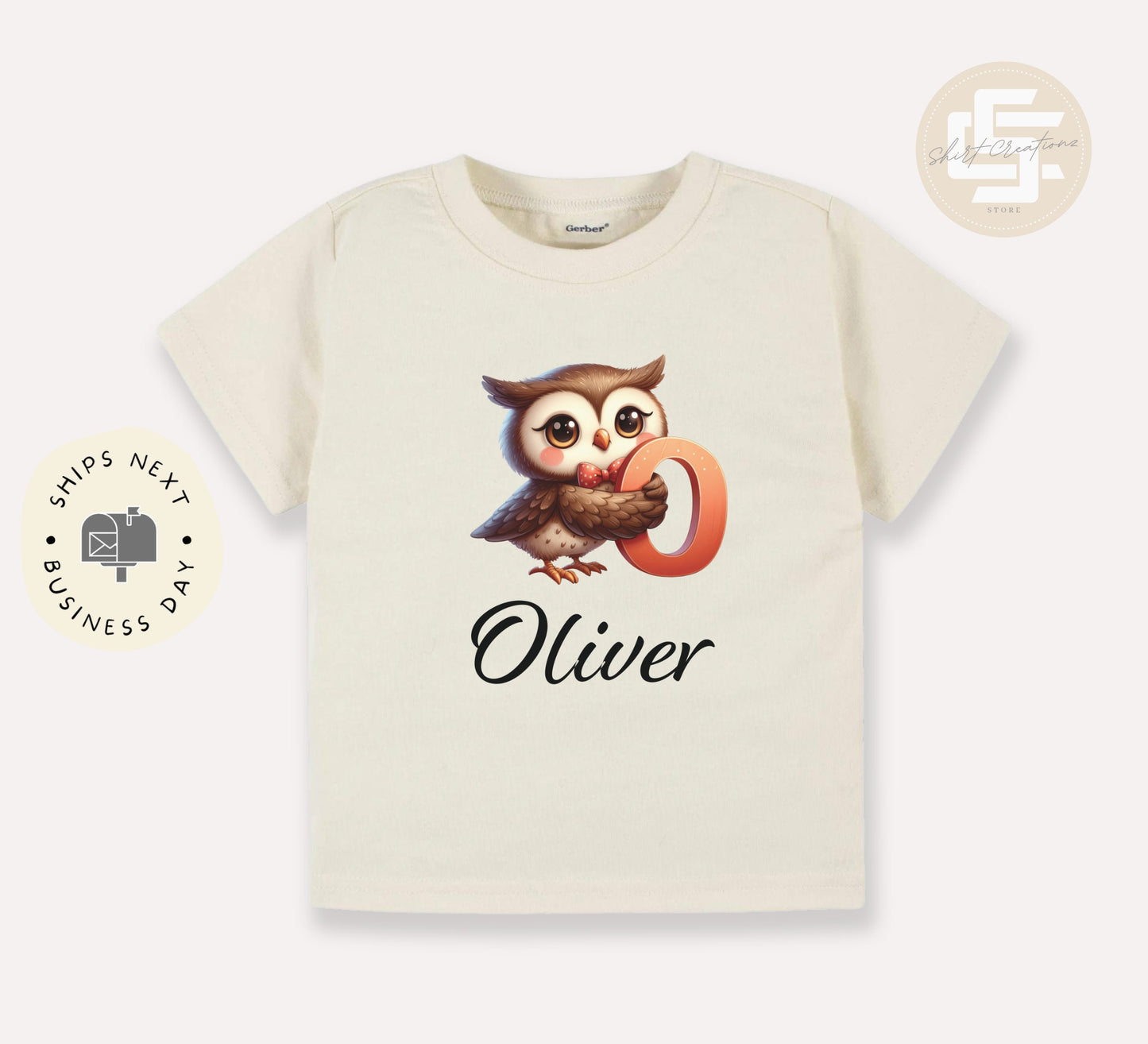 Animal monogram Toddler TShirt, Personalized little critter kids shirt, custom name natural toddler Tee.