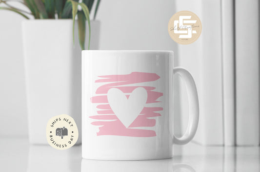 Pink Heart Mug, Valentine day mug Gift, coffee Mug self love, galentine day gift.