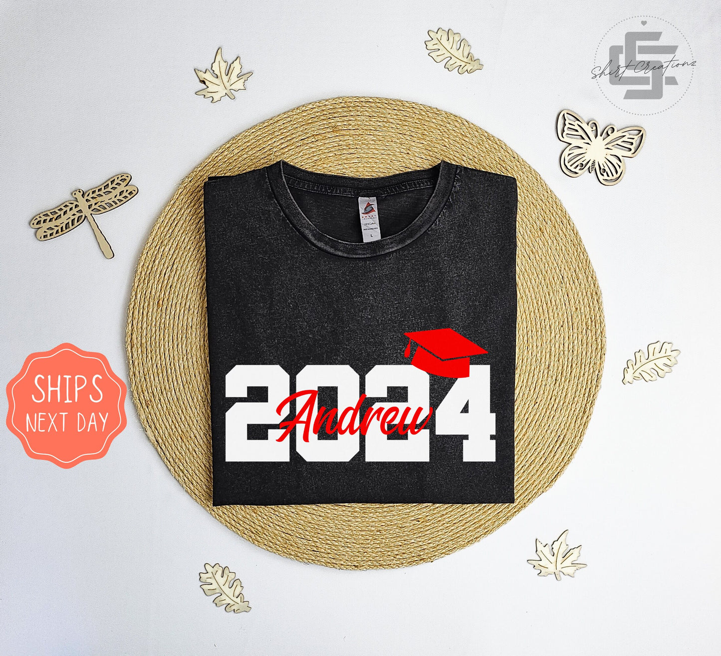 Personalized Graduation Vintage T-Shirt, Class of 2024 tee shirt, Custom name graduation shirt, Graduation gift T-shirt, Vintage tee shirt.