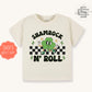 Shamrock N' Roll Natural Toddler T-Shirt, St. Patrick's roller skate kids shirt, Lucky toddler gift shirt.