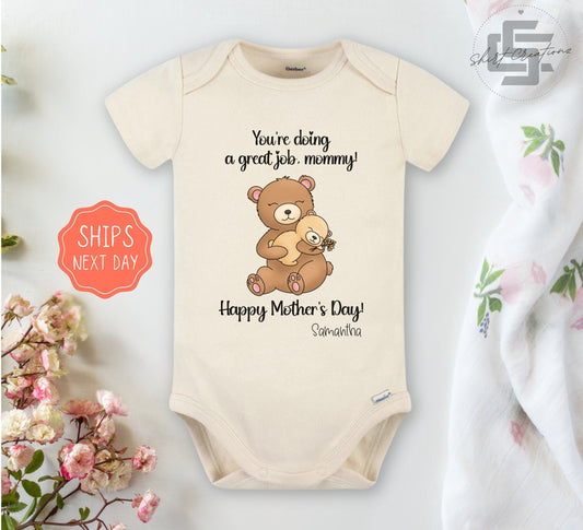 You're doing a great job mommy baby Onesie® Mother's day baby Onesie®, cute personalized name newborn body suit. newborn baby gift.