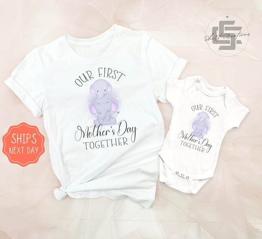 Our first mothers day matching Onesie® and shirt, First Mother's day baby and mom, first mothers day together matching outfit.