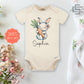 Personalized bunny baby Onesie® Custom name toddler tee, baby name newborn bodysuit. newborn baby gift.