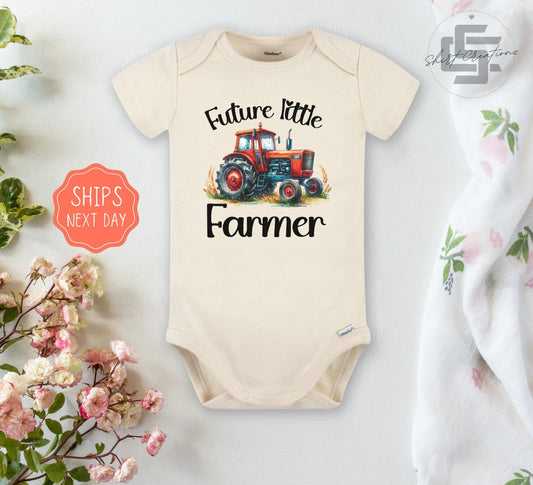 Future little farmer Baby Onesie® Farm baby Onesie®, Little farmer newborn body suit. Farming newborn baby gift.