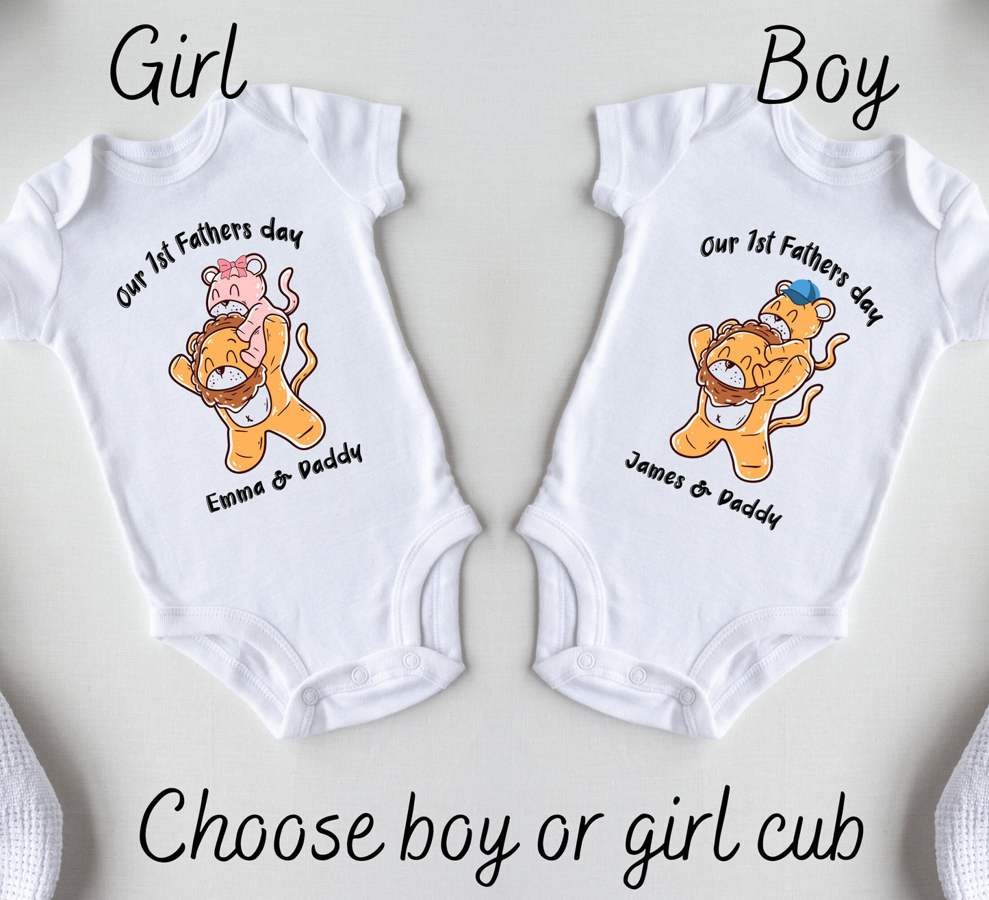 Our first Father's day baby Onesie® Father's day baby Onesie®, First father's day newborn baby boy & girl gift. Personalized baby bodysuit.