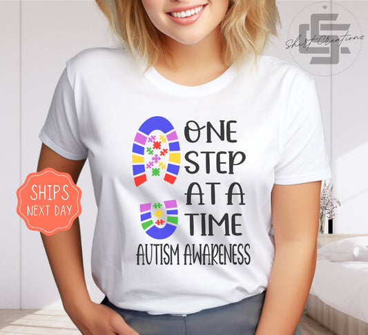 One step at a time Autism shirt, Autism awareness tee shirt, Autism month T-shirt.