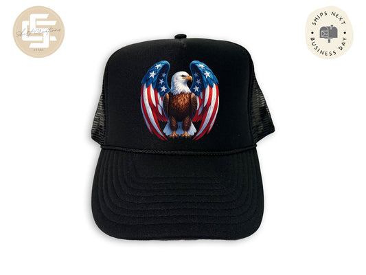 Foam Patriotic Eagle  Trucker Hat, Unisex Foam Trucker Hat, Trucker hats, American Hat Gift