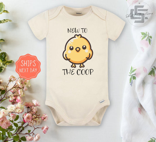 New to the coop Baby Onesie® Farm animal baby Onesie®, Little farmer newborn body suit. baby chick newborn baby gift.