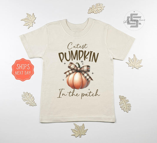 Cutest pumpkin in the patch toddler shirt, bowtie pumpkin fall tee, Pumpkin patch shirt.