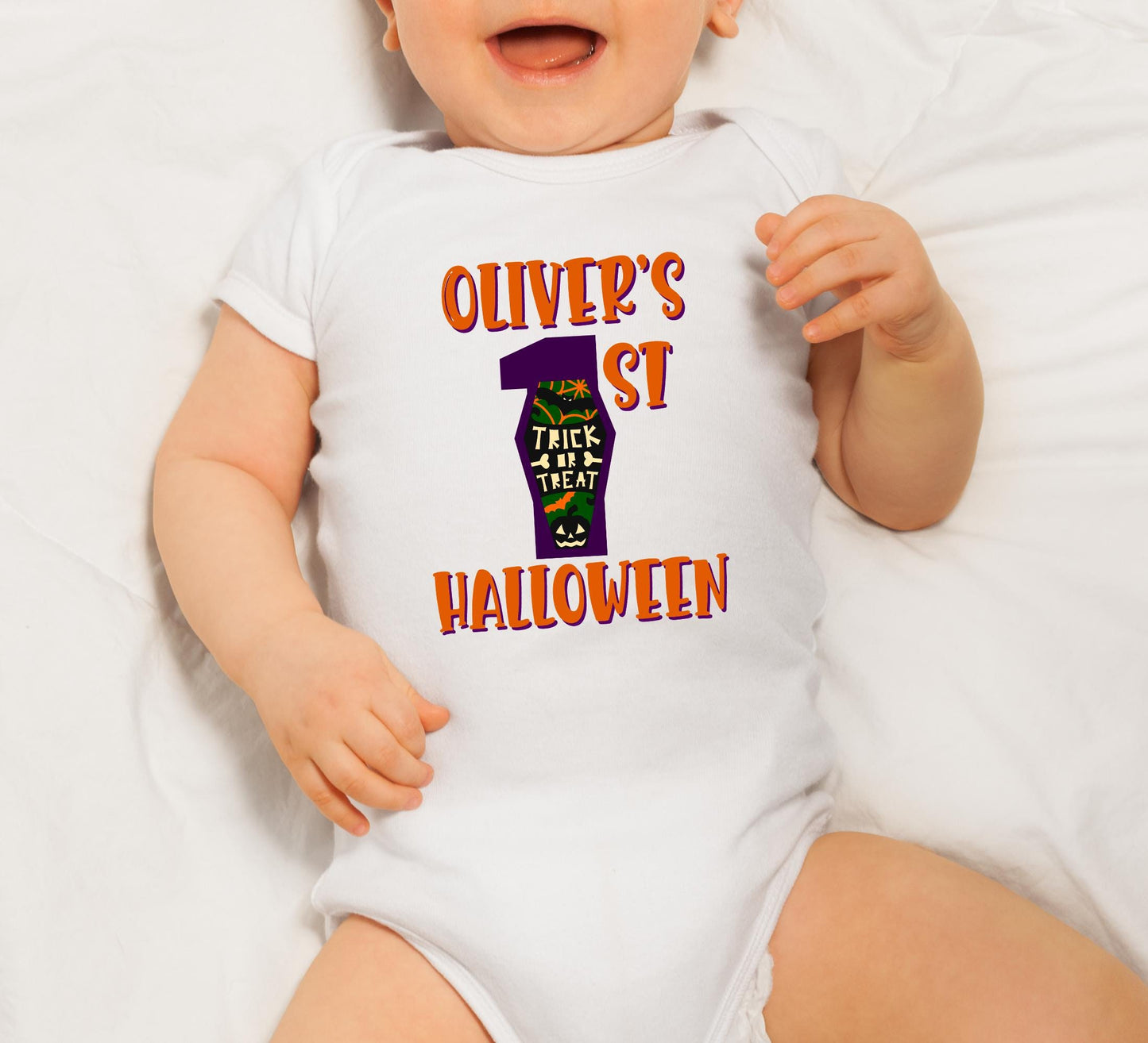 Personalized Halloween baby Onesies®, Babies first Halloween Onesies®, First boo baby bodysuit.