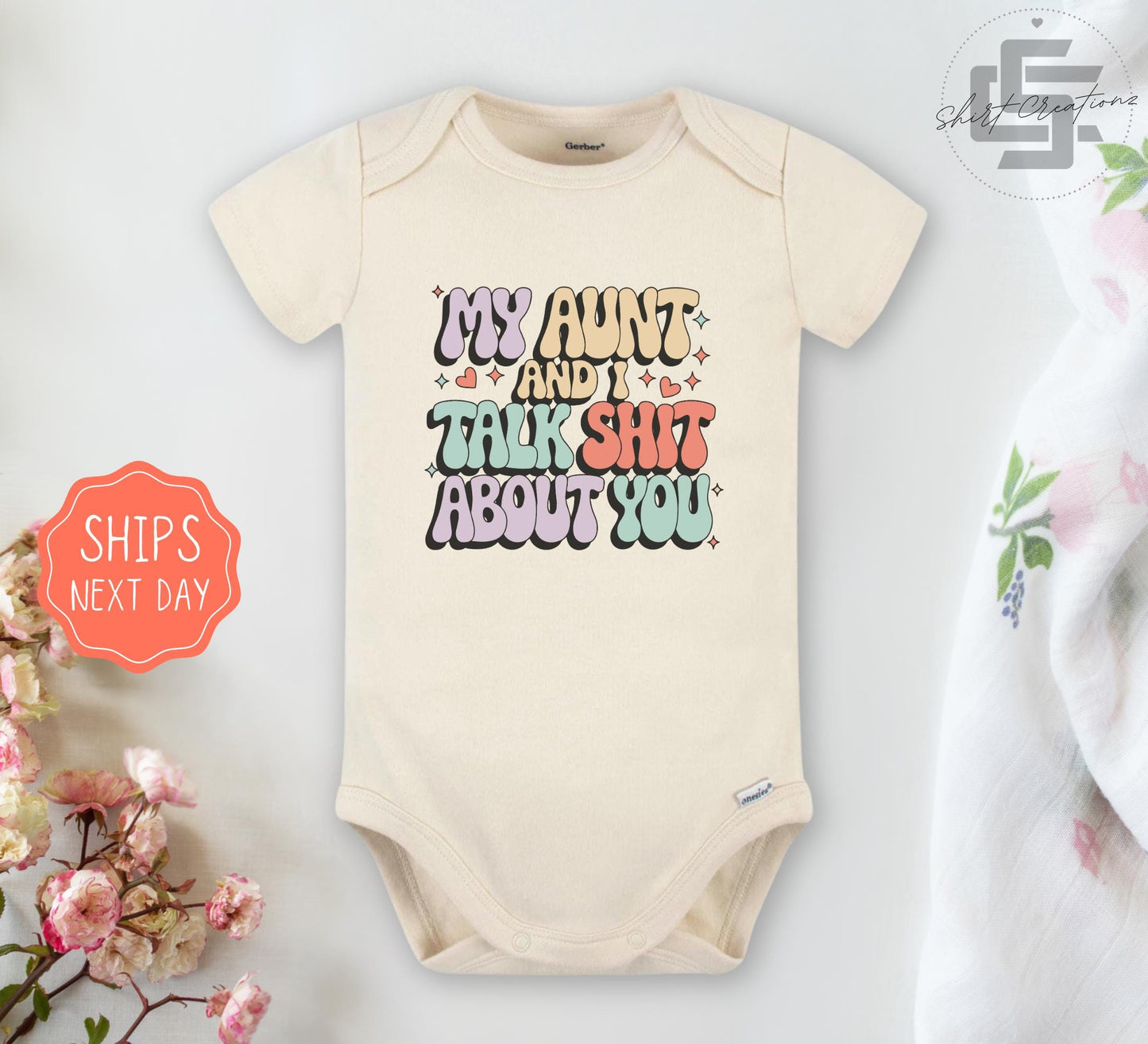 my aunt and I baby Onesie®, funny aunt gift shirt, cool aunt toddler Tee. new aunt baby gift.