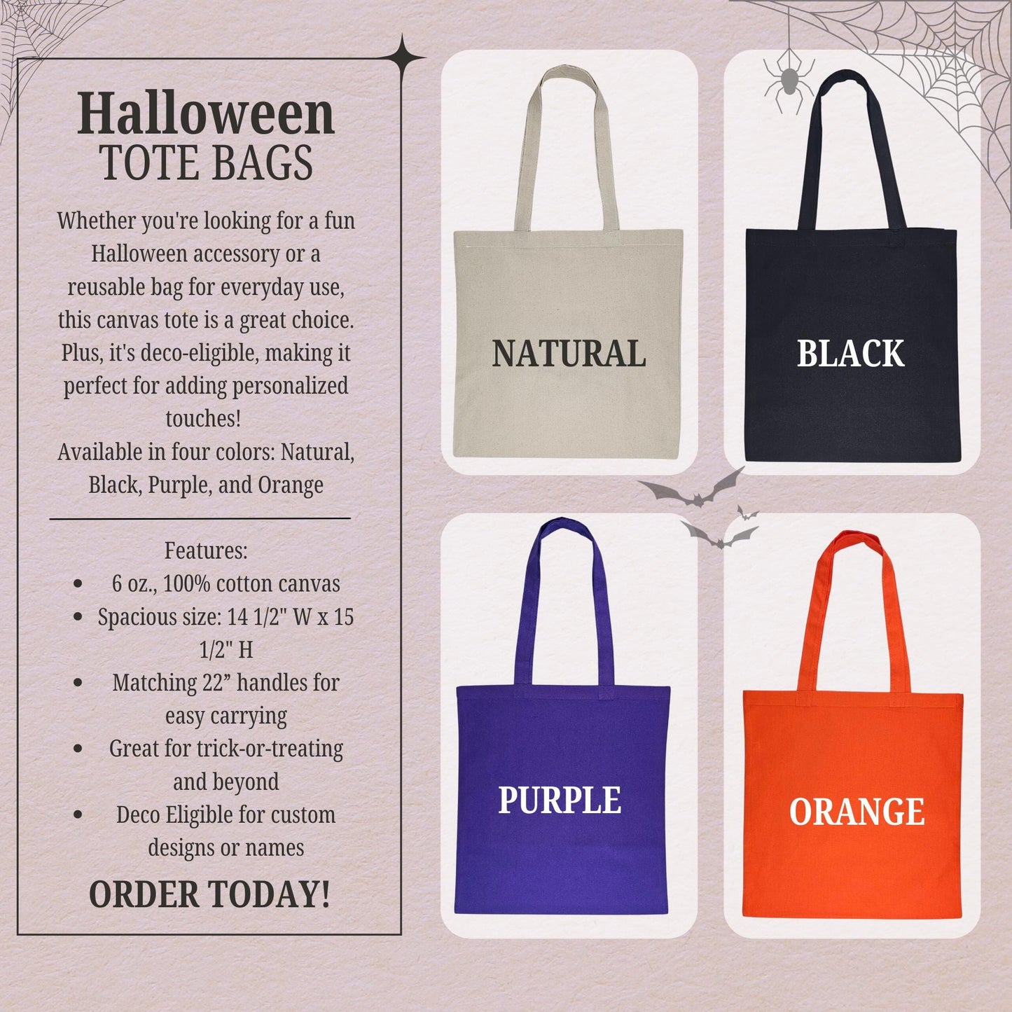 Trick or treat candy bag personalized Halloween tote bag spooky treat bag for kids