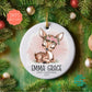 My first Christmas ornament newborn baby reindeer ornament, Baby announcement Christmas 2024 ceramic ornament.