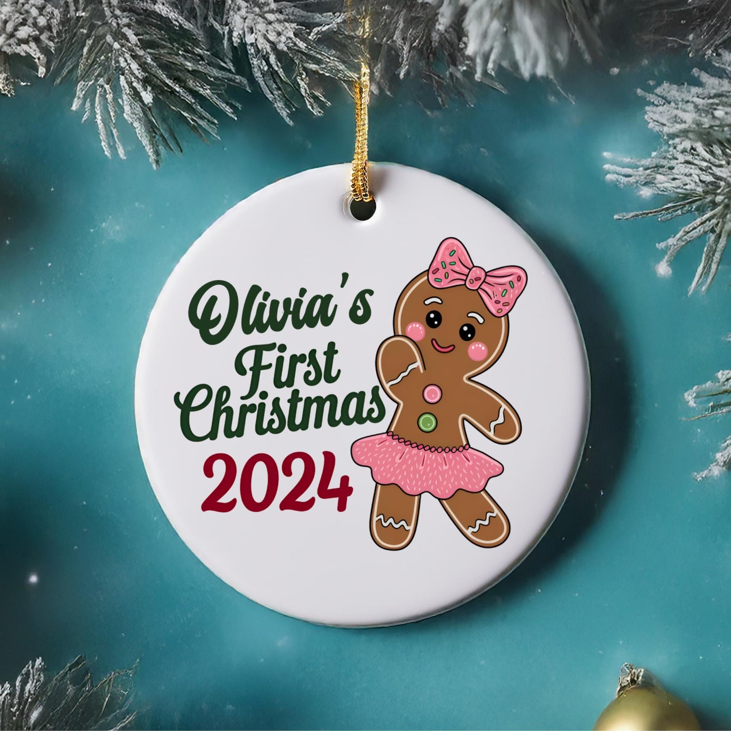 Babies first Christmas ornament, Personalized my first Christmas baby name 2024, Girl baby Christmas ornament.