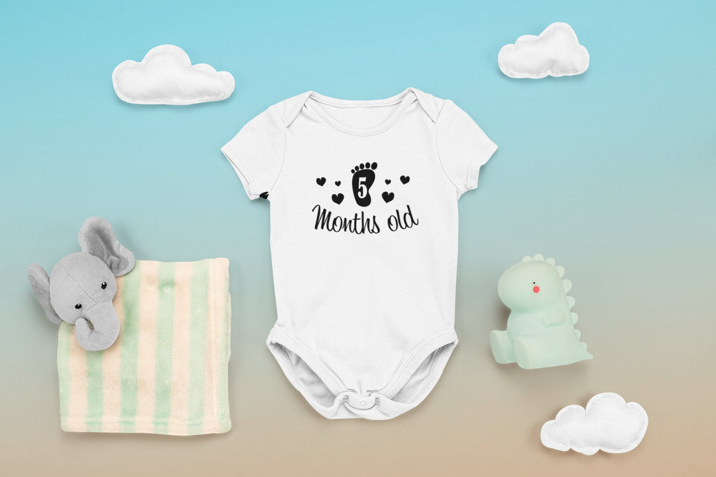 One month to 1 year Baby Onesie®, 1 month - 1 year Onesie®, One month to one year celebration, monthly baby bodysuit.