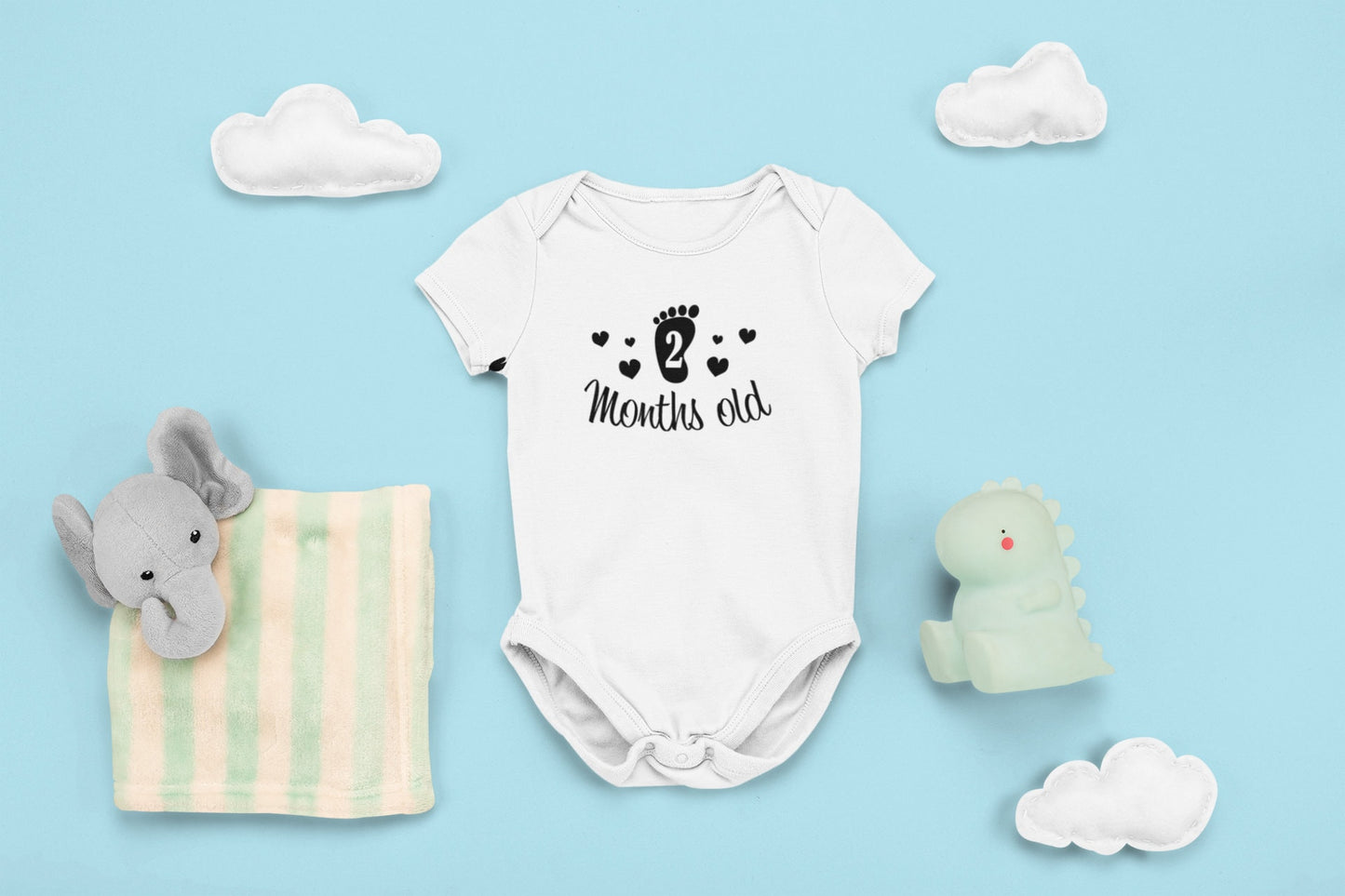 One month to 1 year Baby Onesie®, 1 month - 1 year Onesie®, One month to one year celebration, monthly baby bodysuit.