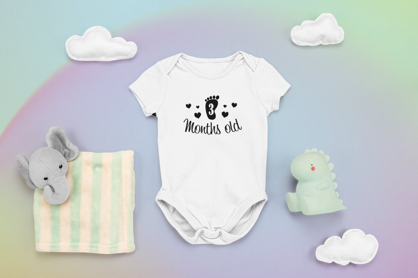 One month to 1 year Baby Onesie®, 1 month - 1 year Onesie®, One month to one year celebration, monthly baby bodysuit.