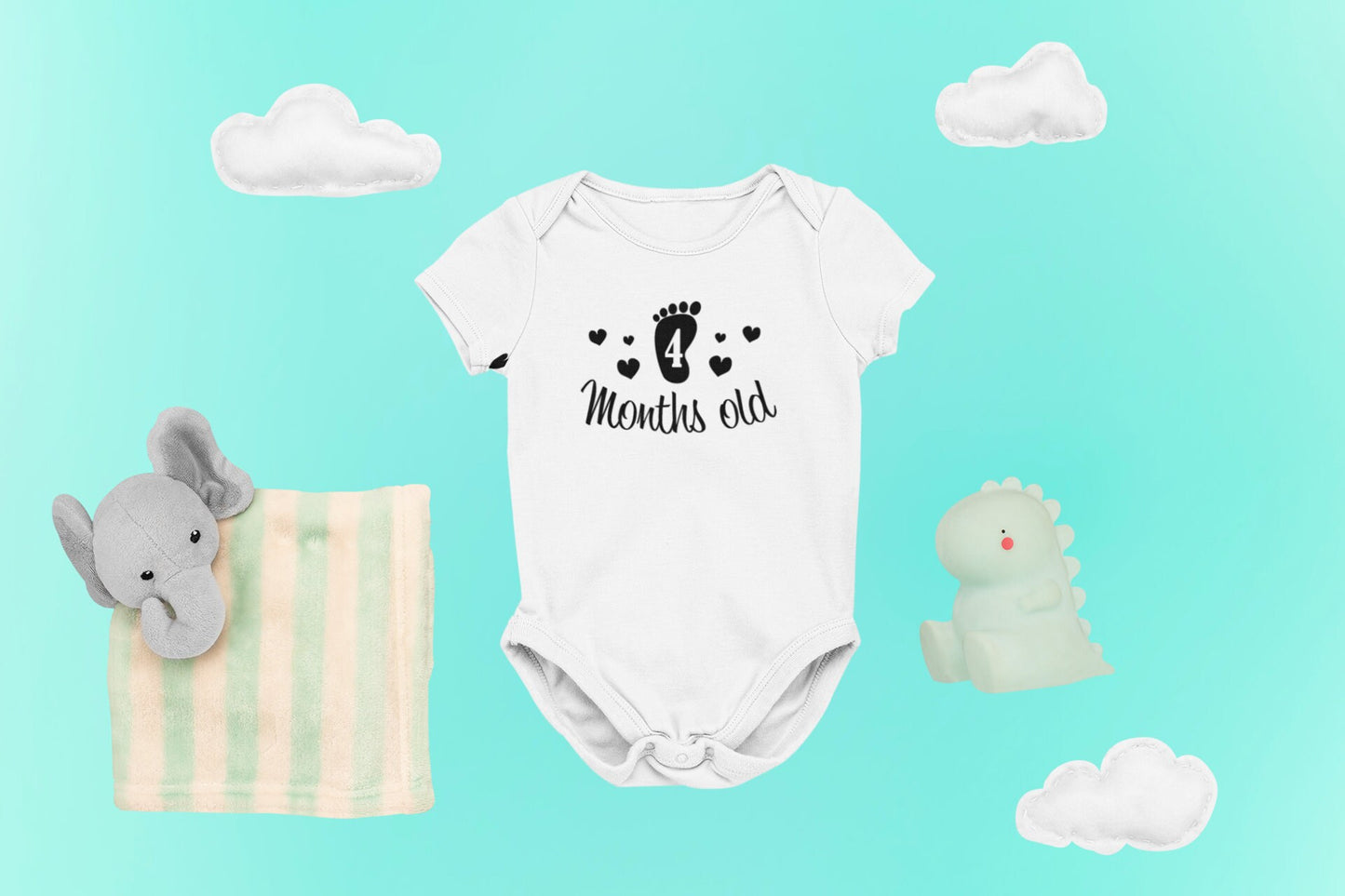 One month to 1 year Baby Onesie®, 1 month - 1 year Onesie®, One month to one year celebration, monthly baby bodysuit.