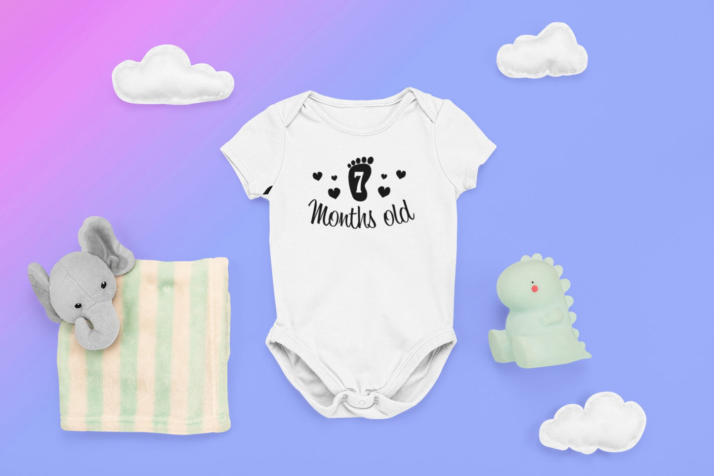 One month to 1 year Baby Onesie®, 1 month - 1 year Onesie®, One month to one year celebration, monthly baby bodysuit.