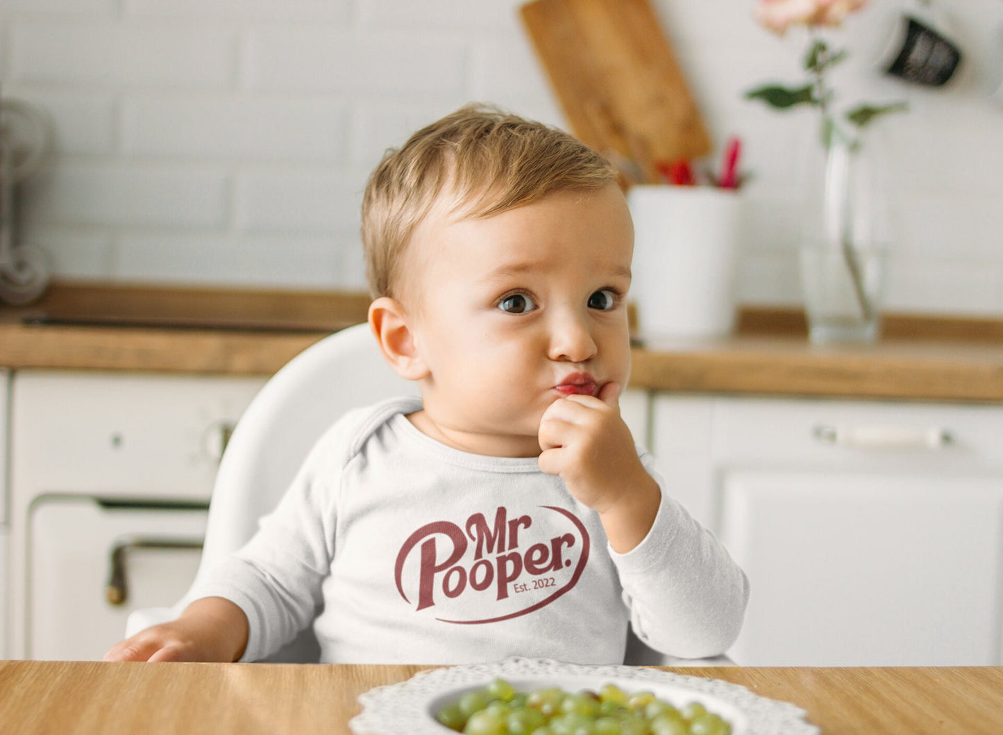 Mr. Pooper Onesie®, baby boy Onesie®, party pooper, baby pooper body suit.