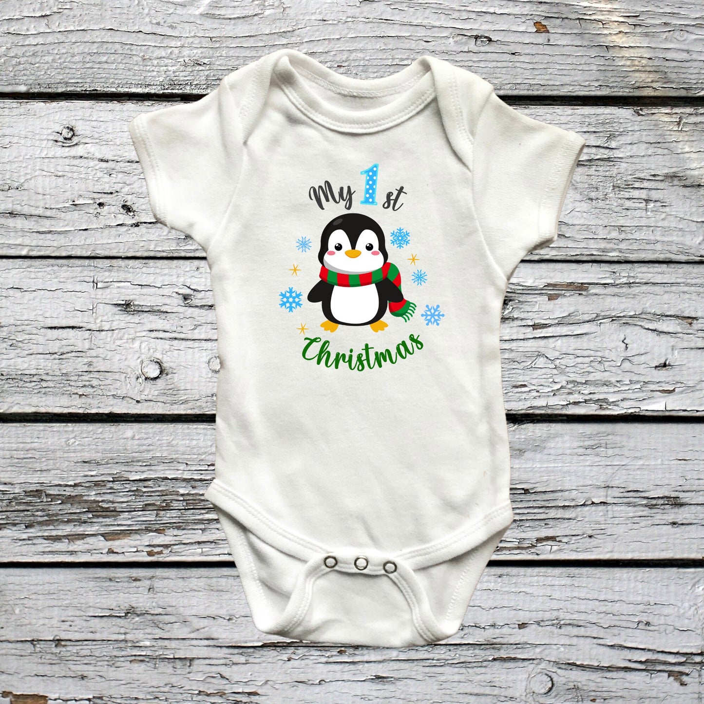 My first Christmas Penguin Onesie® Christmas baby Onesie®, First Christmas body suit. newborn baby gift.