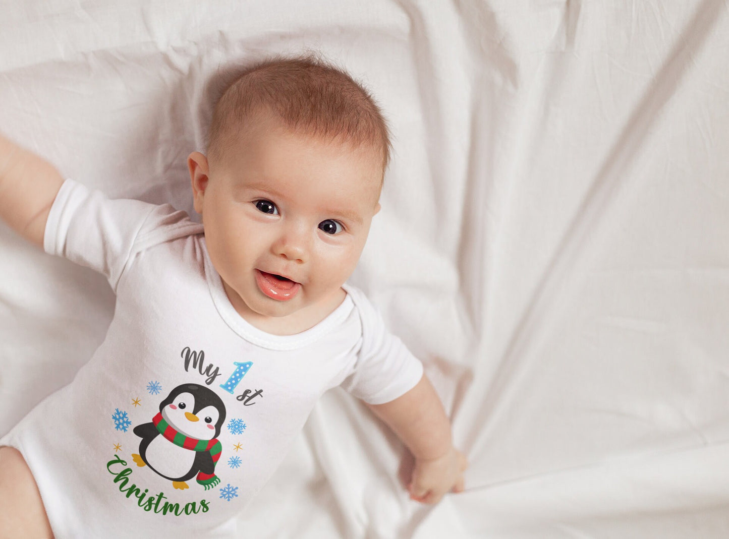 My first Christmas Penguin Onesie® Christmas baby Onesie®, First Christmas body suit. newborn baby gift.