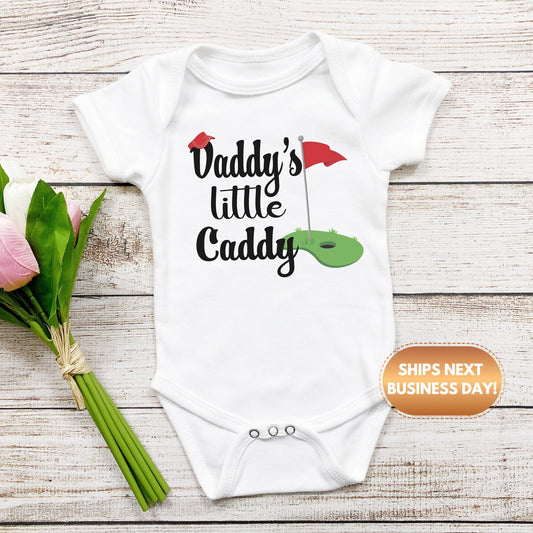 Daddy's Little Caddy Baby Onesie® Daddy's golfing buddy baby Onesie®, golf baby body suit. newborn baby gift,