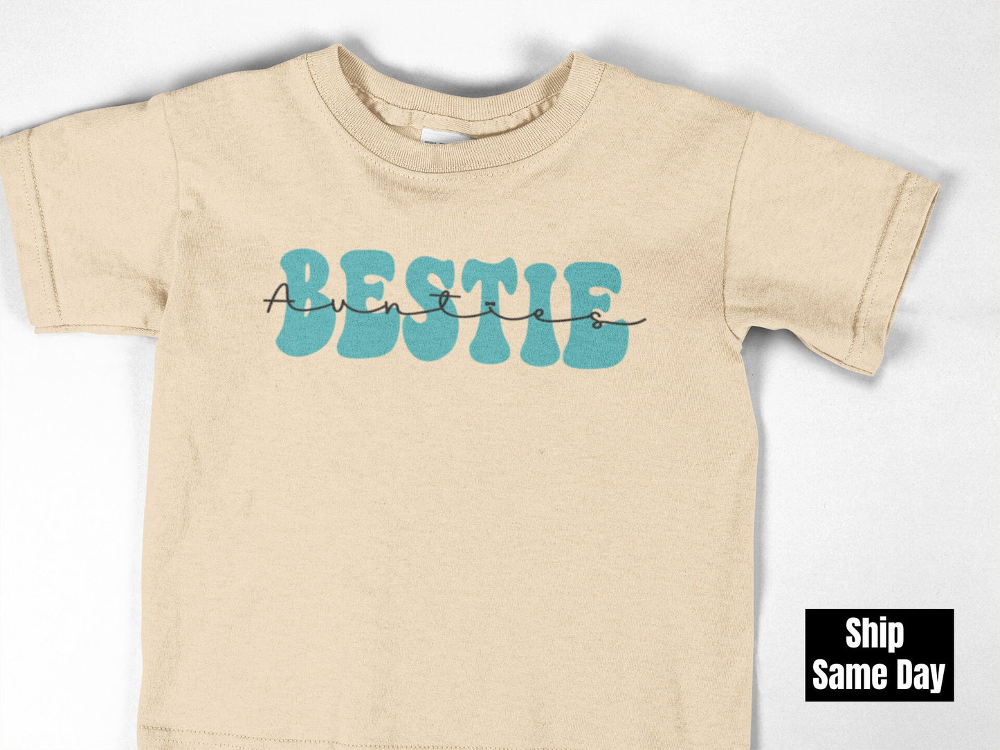 Auntie's Bestie Natural Toddler T-Shirt, funny kids shirt, toddler gift shirt.