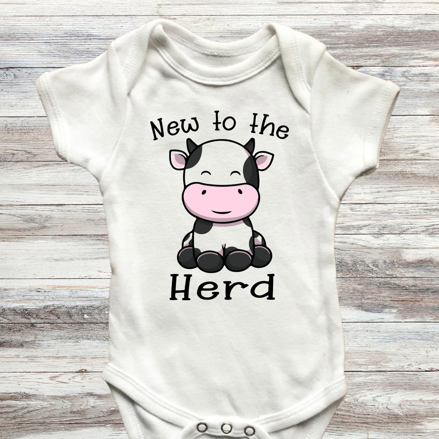 New to the herd Baby Onesie®, Cow baby Onesie®, farmer baby body suit. cute baby gift.