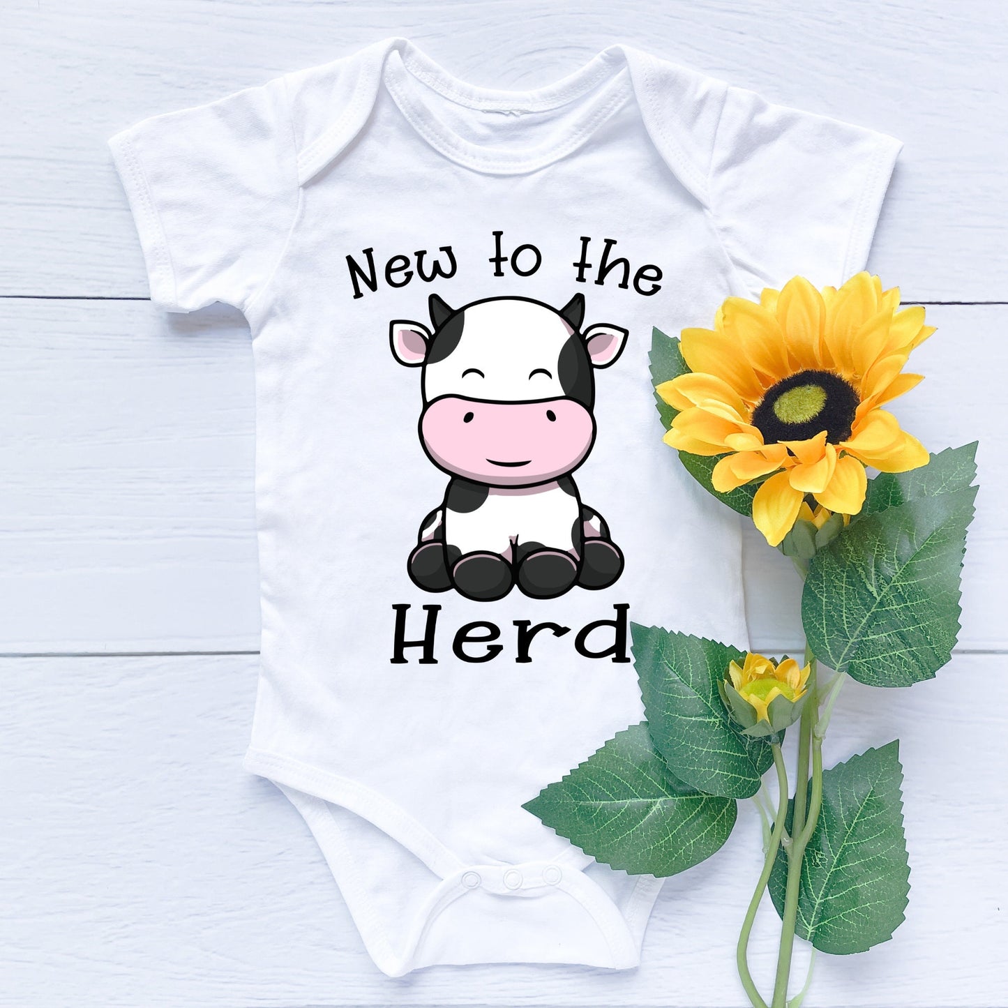 New to the herd Baby Onesie®, Cow baby Onesie®, farmer baby body suit. cute baby gift.