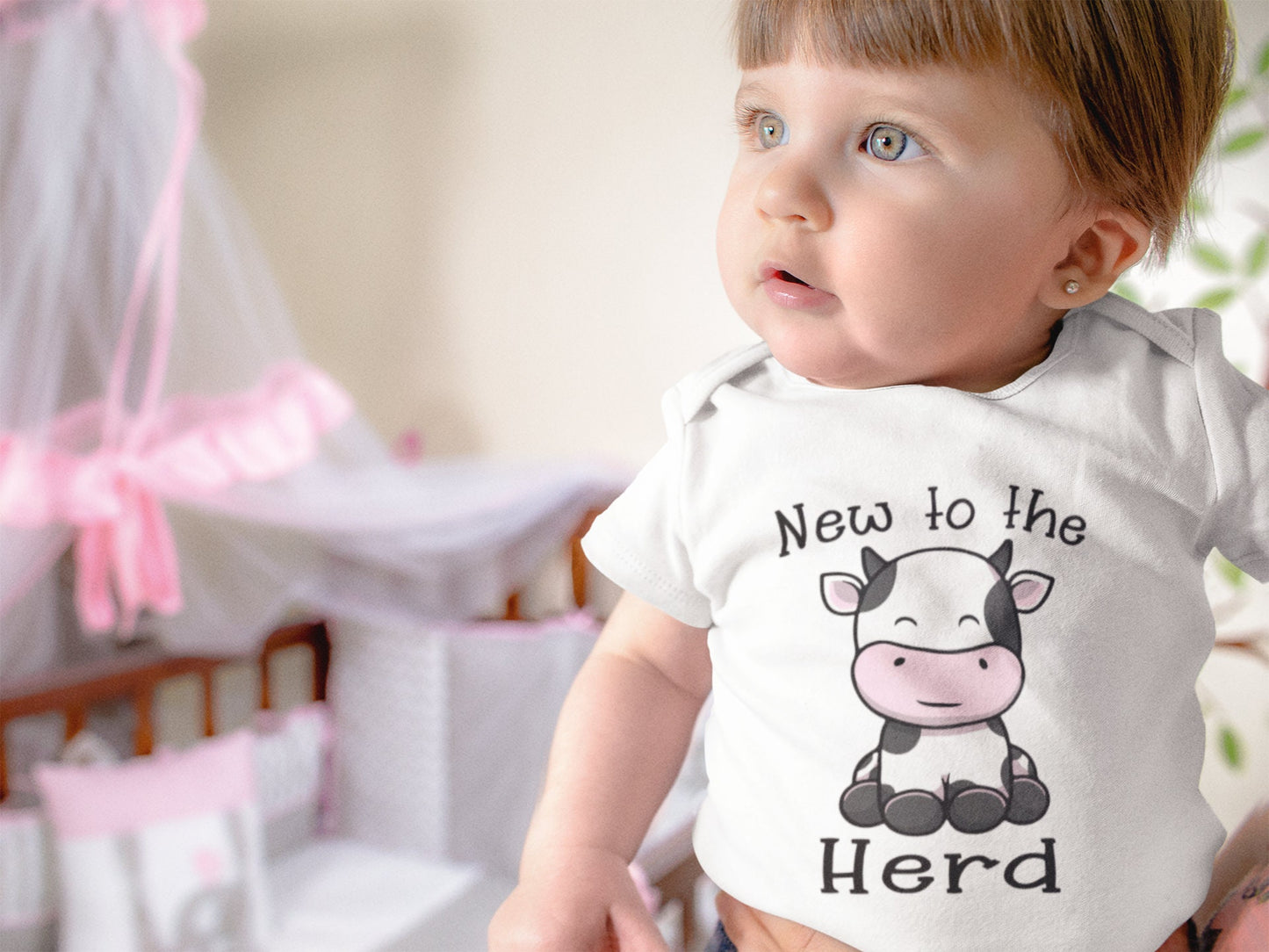 New to the herd Baby Onesie®, Cow baby Onesie®, farmer baby body suit. cute baby gift.