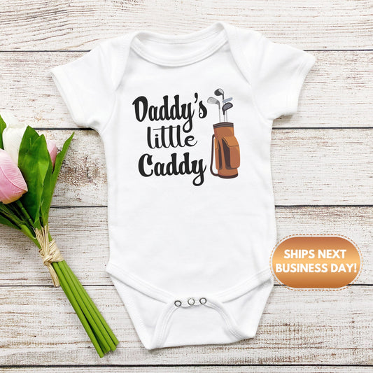 Daddy's Little Caddy Baby Onesie® Daddy's golfing buddy baby Onesie®, golfing baby body suit. newborn baby gift,