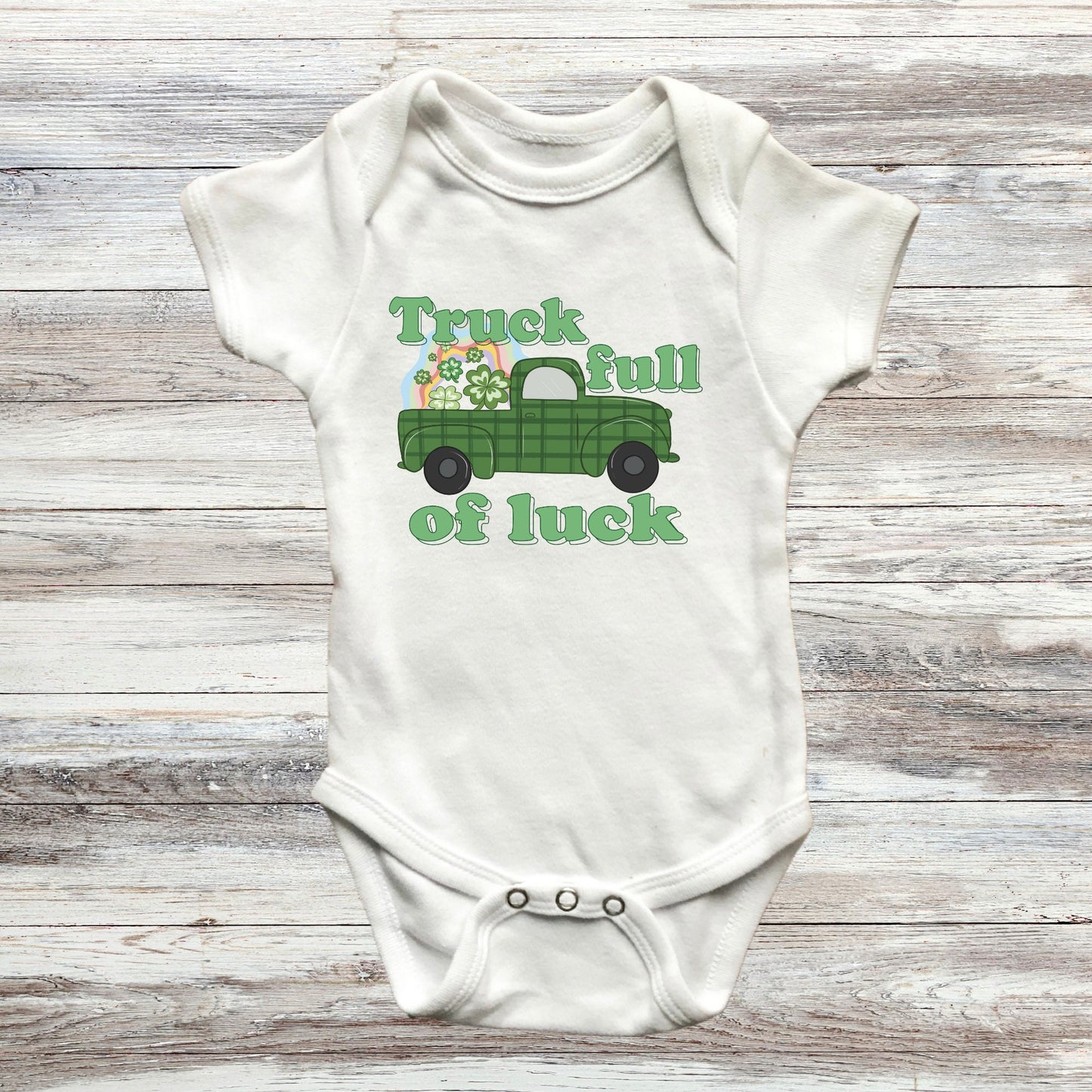 St. Patrick's Baby Onesie®, Truck full of luck baby Onesie®, Lucky baby body suit. cute baby gift.