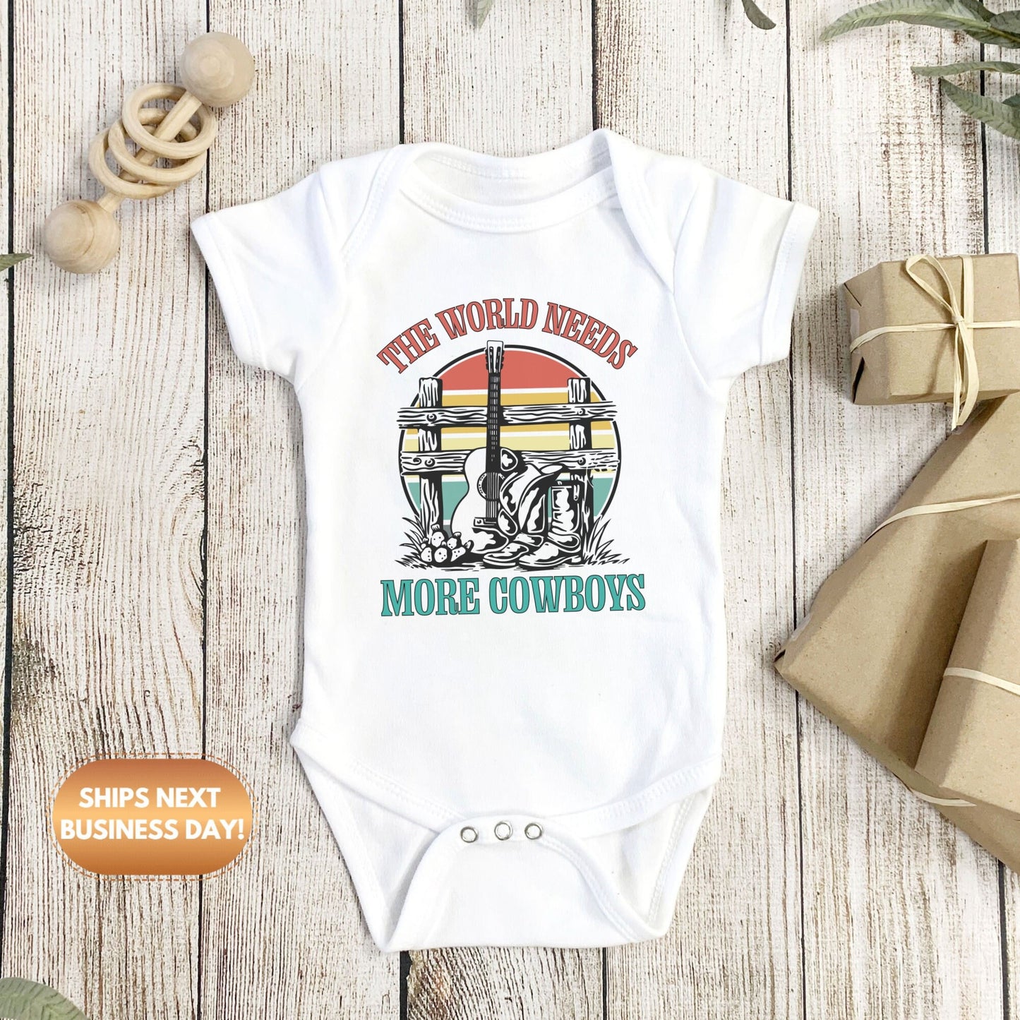 The world needs more cowboys Baby Onesie®, Cowboy baby Onesie®, Rodeo baby body suit. cute baby gift.