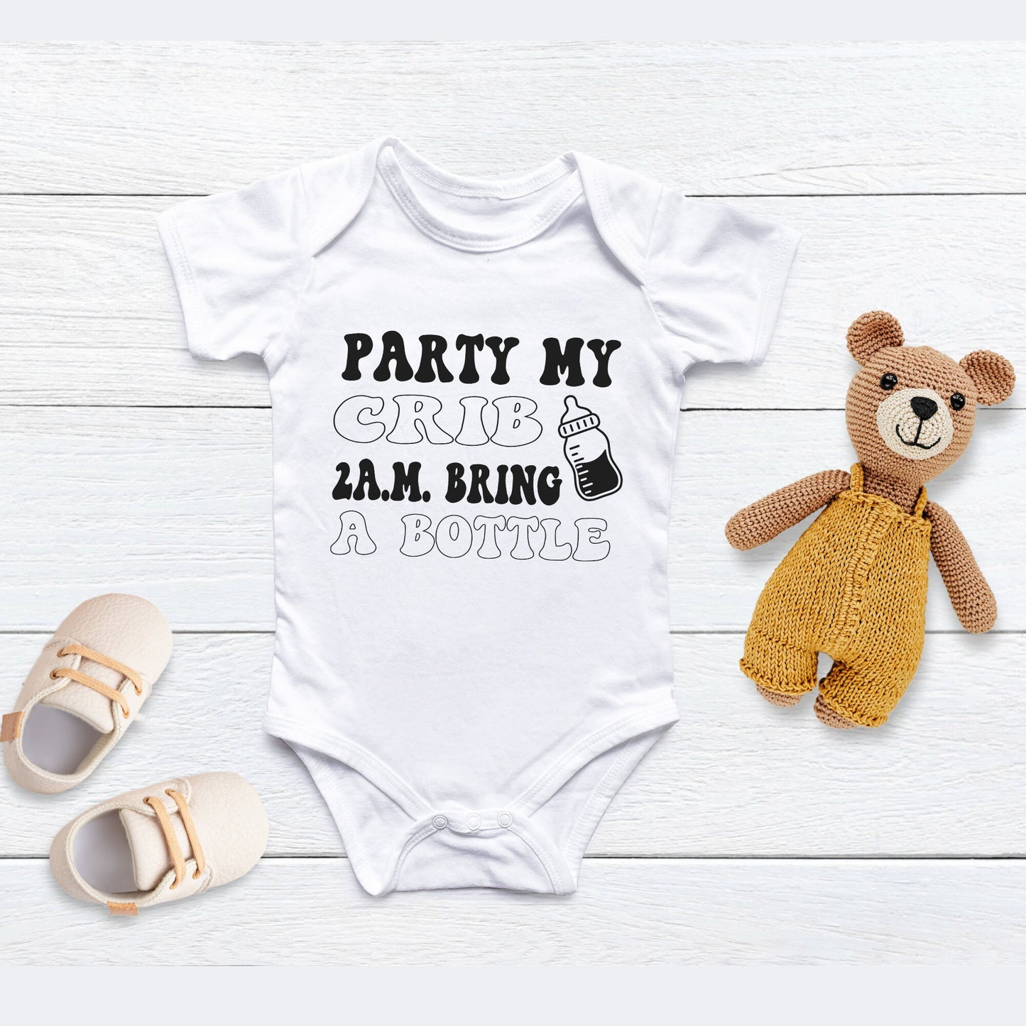 Party At My Crib baby Onesie® , Party Boy Onesie® , Baby Girl Bodysuit , Baby Boy Bodysuit , Cute Bodysuit , Bring A Bottle