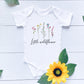 Little wild flower  Baby Onesie®, wildflower baby Onesie®,  baby announcement body suit. cute baby gift.