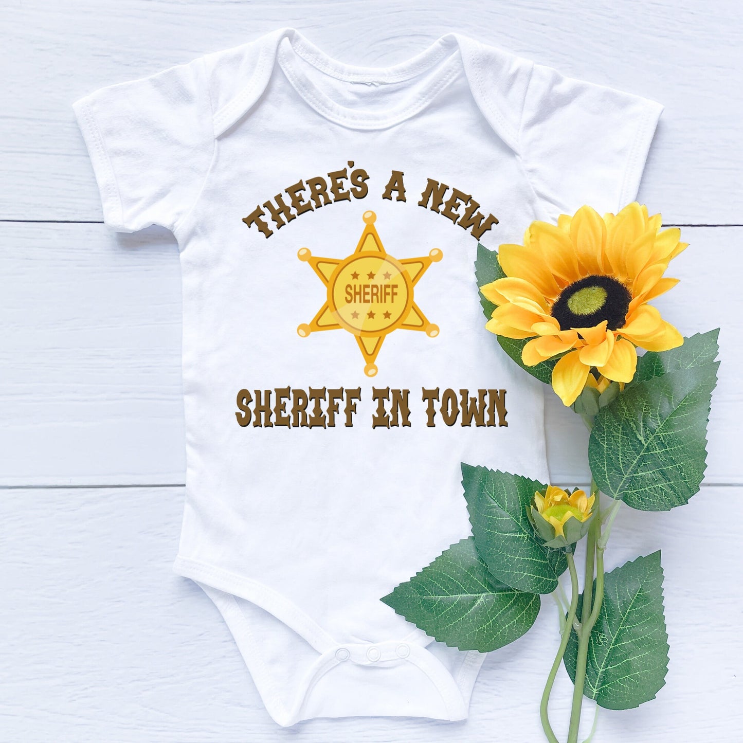 There's a new sheriff in town Baby Onesie®, Cowboy baby Onesie®, sheriff baby body suit. cute baby gift.