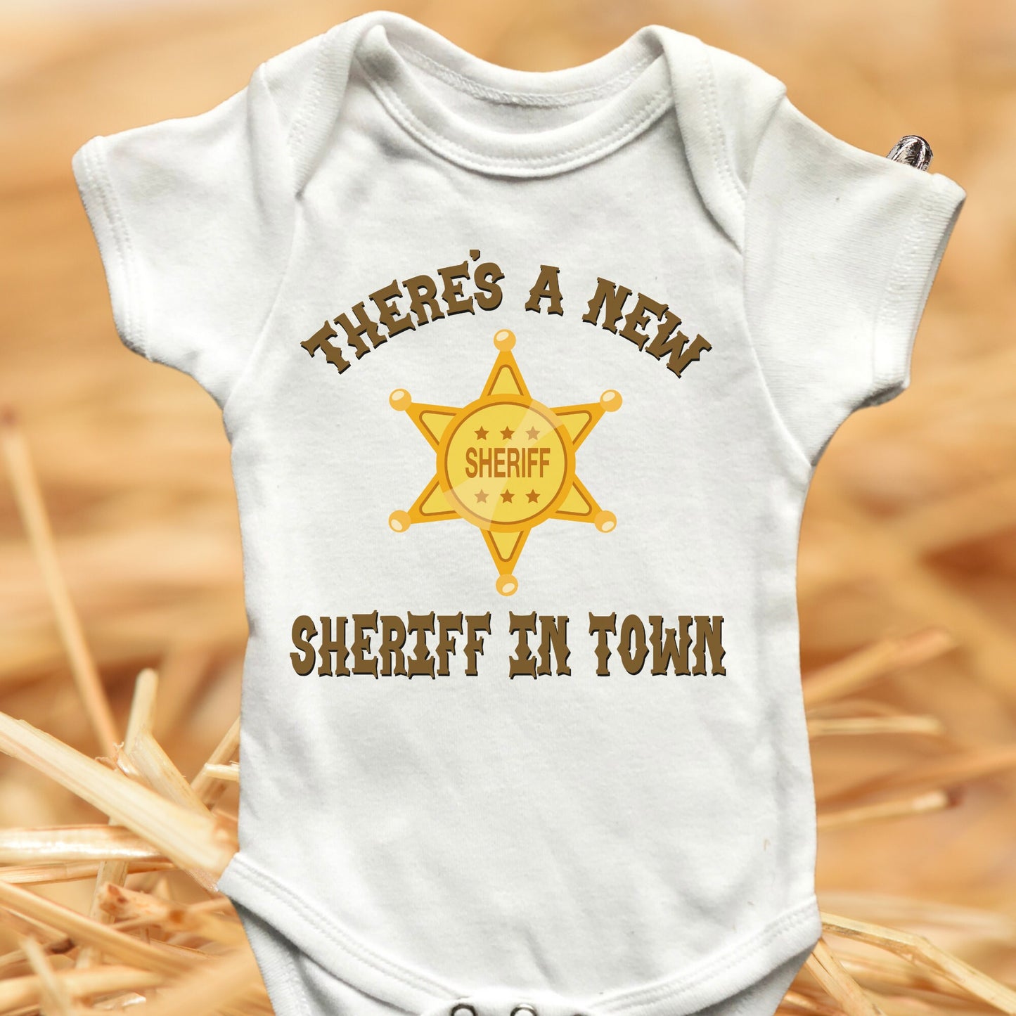 There's a new sheriff in town Baby Onesie®, Cowboy baby Onesie®, sheriff baby body suit. cute baby gift.