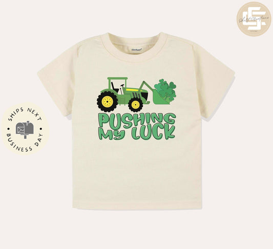 Pushing my luck Toddler TShirt, St. Patrick's day kids shirt, Natural toddler Tee