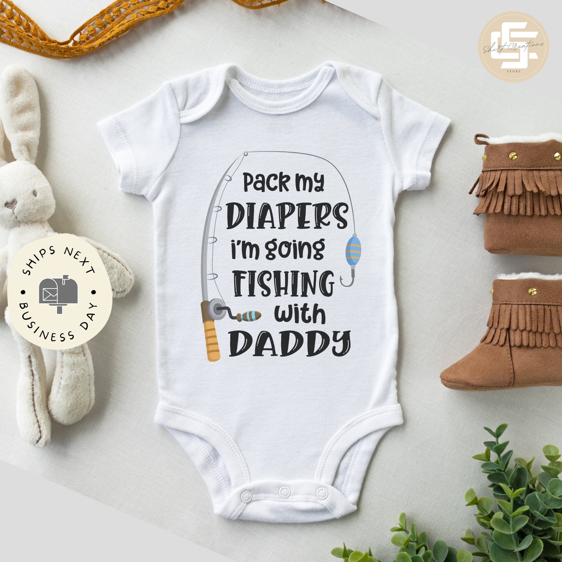 Fishing baby Onesie®, Pack my Diapers baby Onesie®, Going fishing baby –  shirtcreationzstore